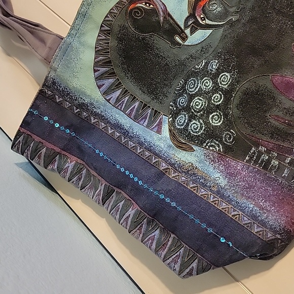 ✨Vintage Laurel Burch Indigo Mares Tote Bag✨ Sequins & Horse Magic! - Picture 4 of 11
